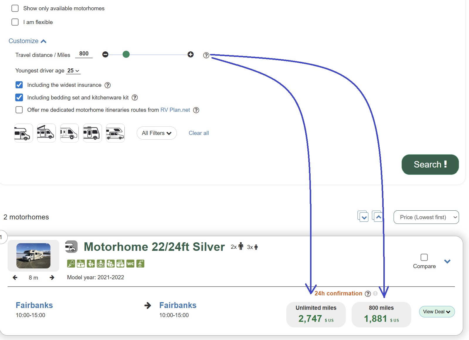 motorhome rentals in Alaska PRICES Example motorhome rentals in Alaska PRICES Example